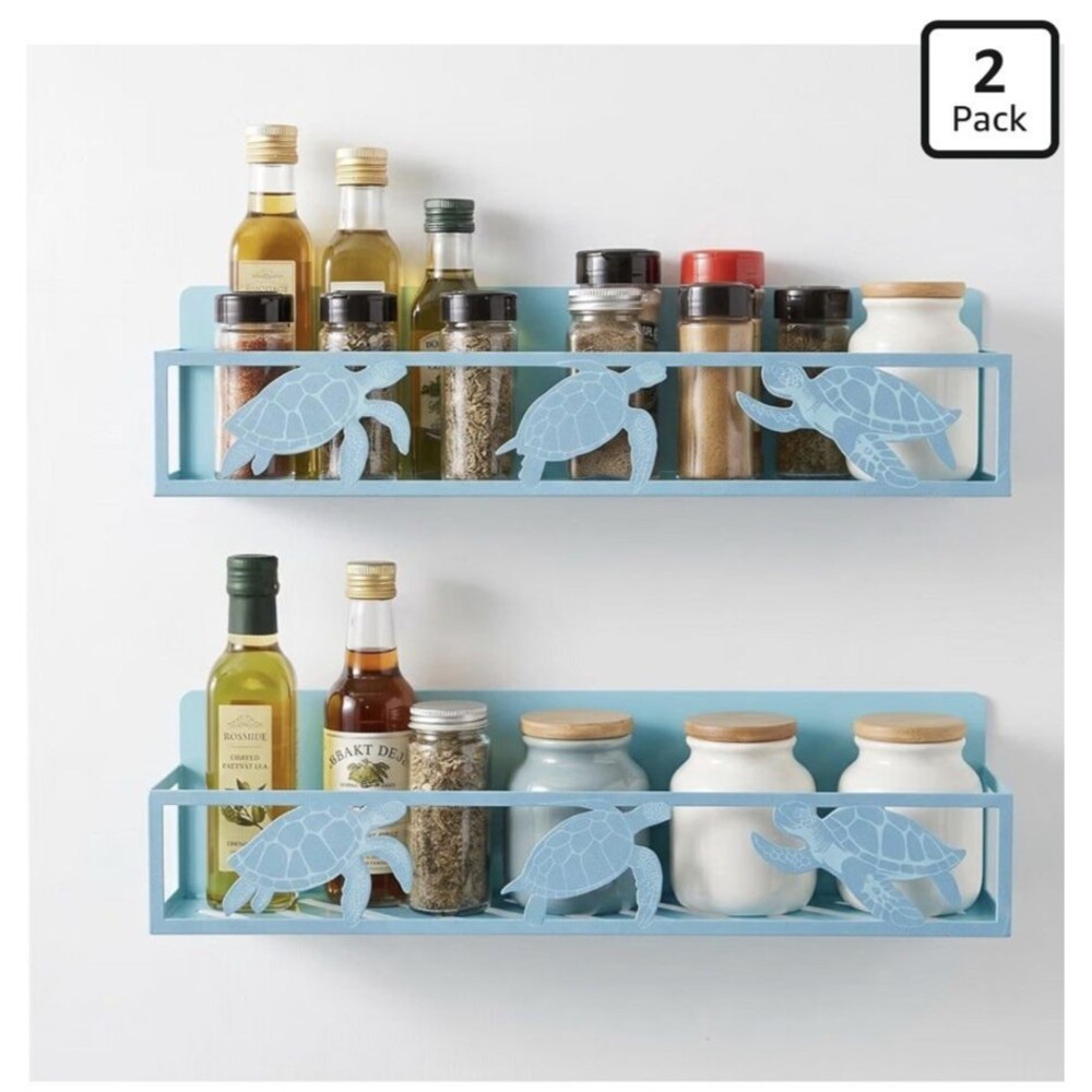 Beeveer 2 Pack 🐢 Sea ​​Turtle 🐢 Magnetic Fridge Shelf Spice Rack New
